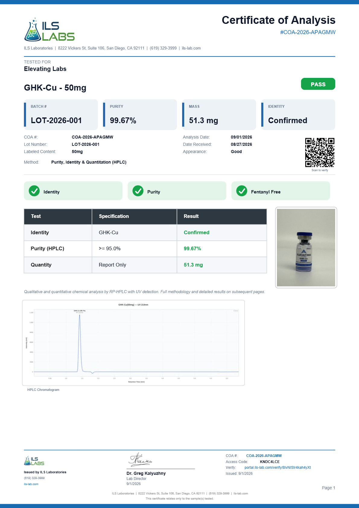 GHK-Cu 50mg Certificate of Analysis